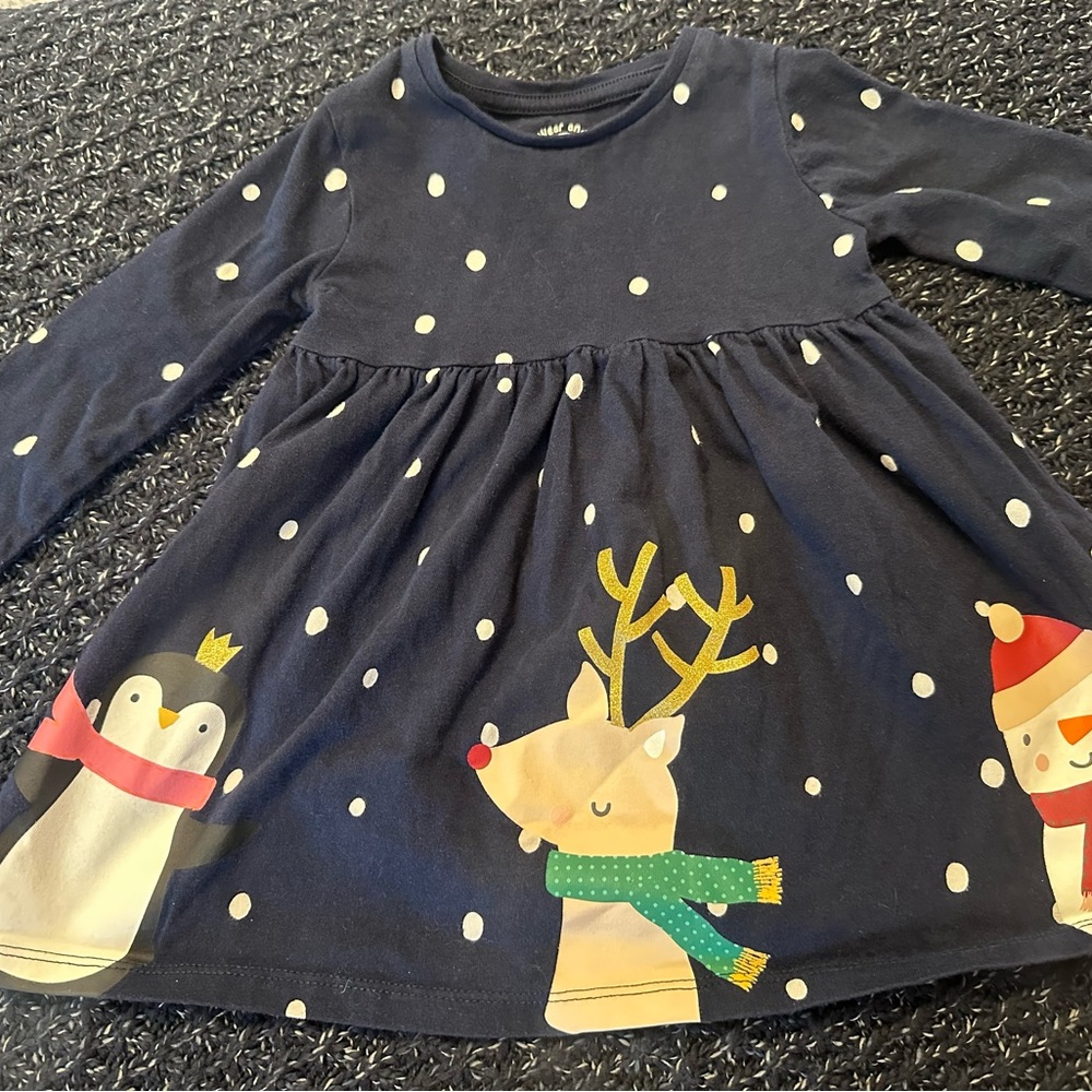 F&F 12-18M Christmas Dress Snowman Reindeer